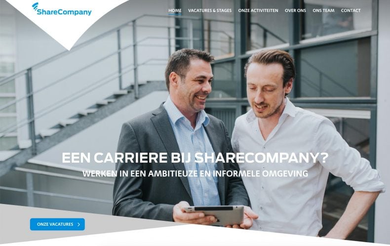 screenshot of Werken bij Sharecompany website homepage